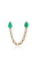 Load image into Gallery viewer, Single Emerald & Diamond Chain Earring