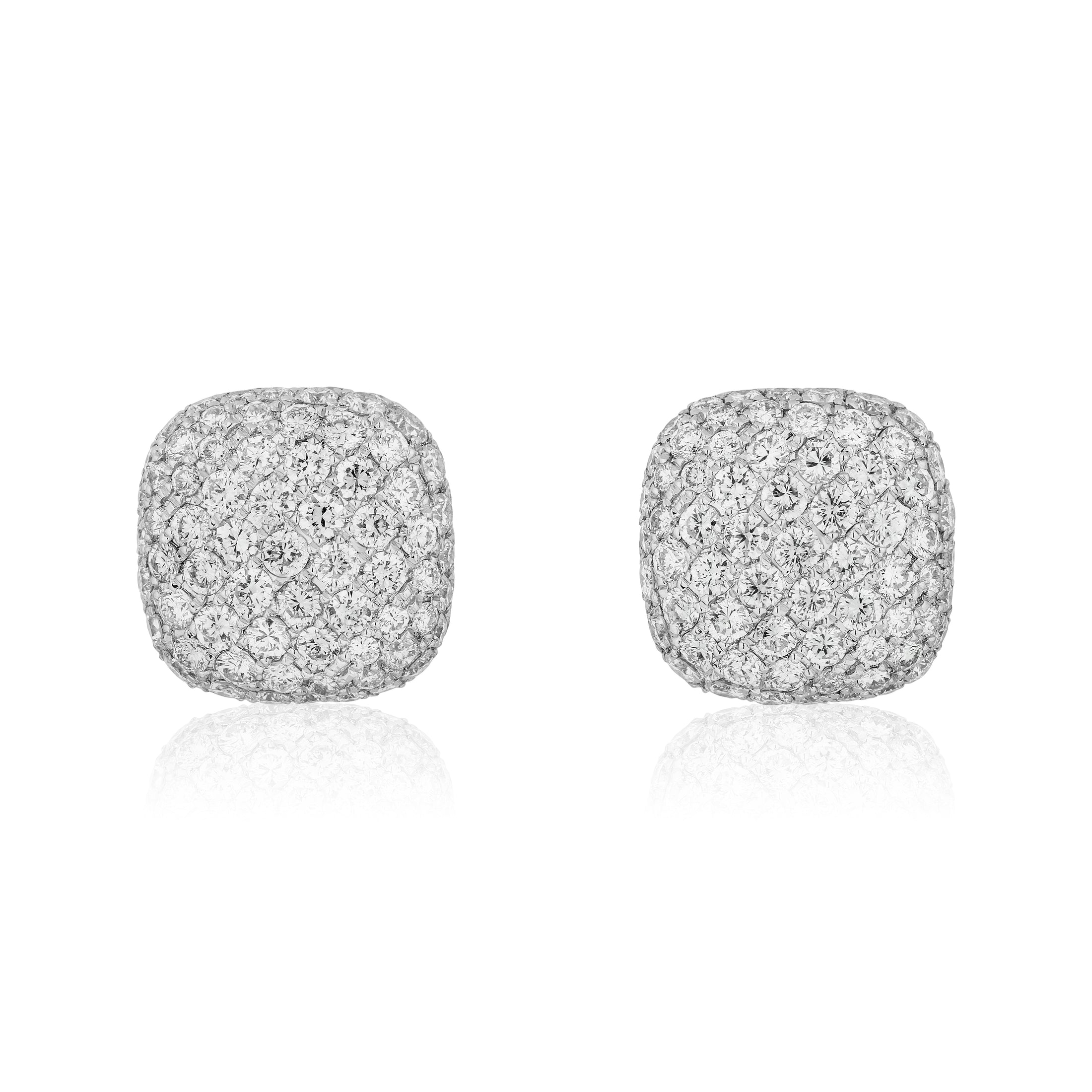 Large Pavé Diamond Button Studs