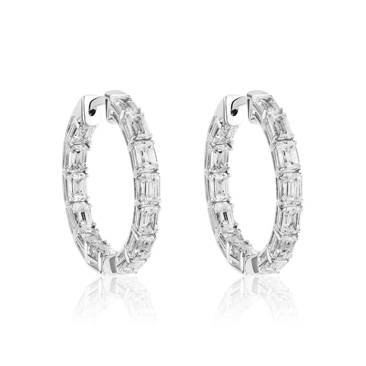 Emerald Cut Diamond Hoops