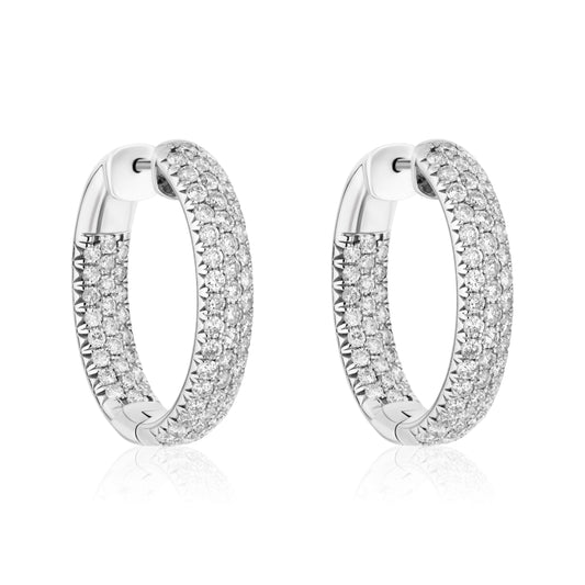 Oval Pavé Diamond Hoops