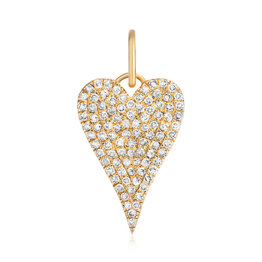 Elongated Pavé Diamond Heart Charm