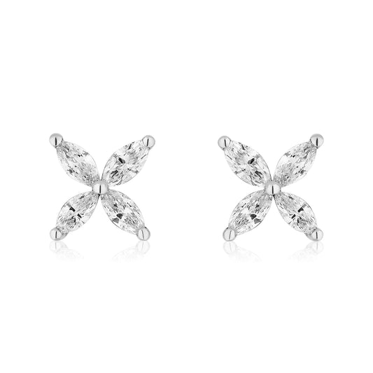 Flower Marquise Diamond Studs