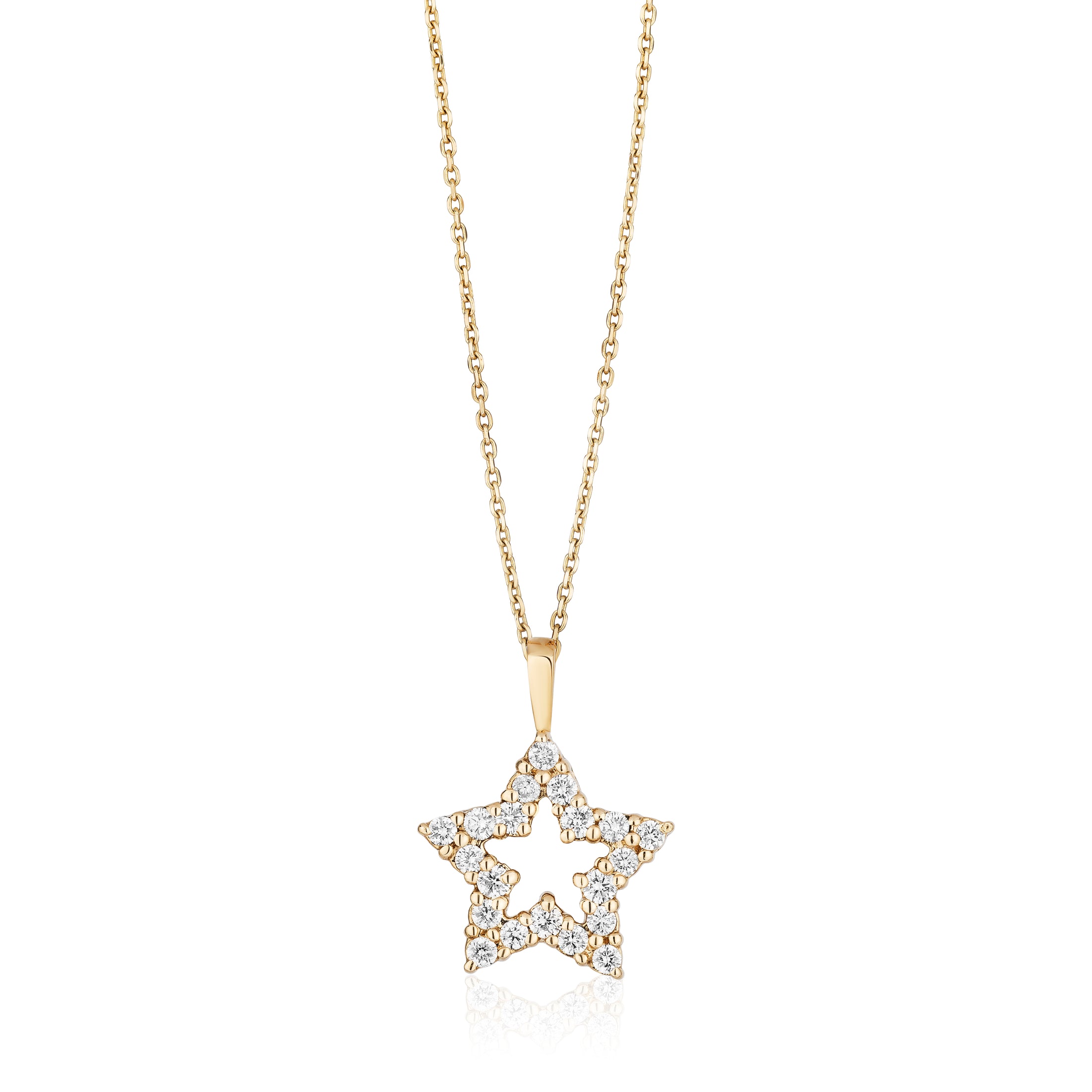 Small Diamond Open Star Necklace