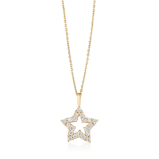 Small Diamond Open Star Necklace