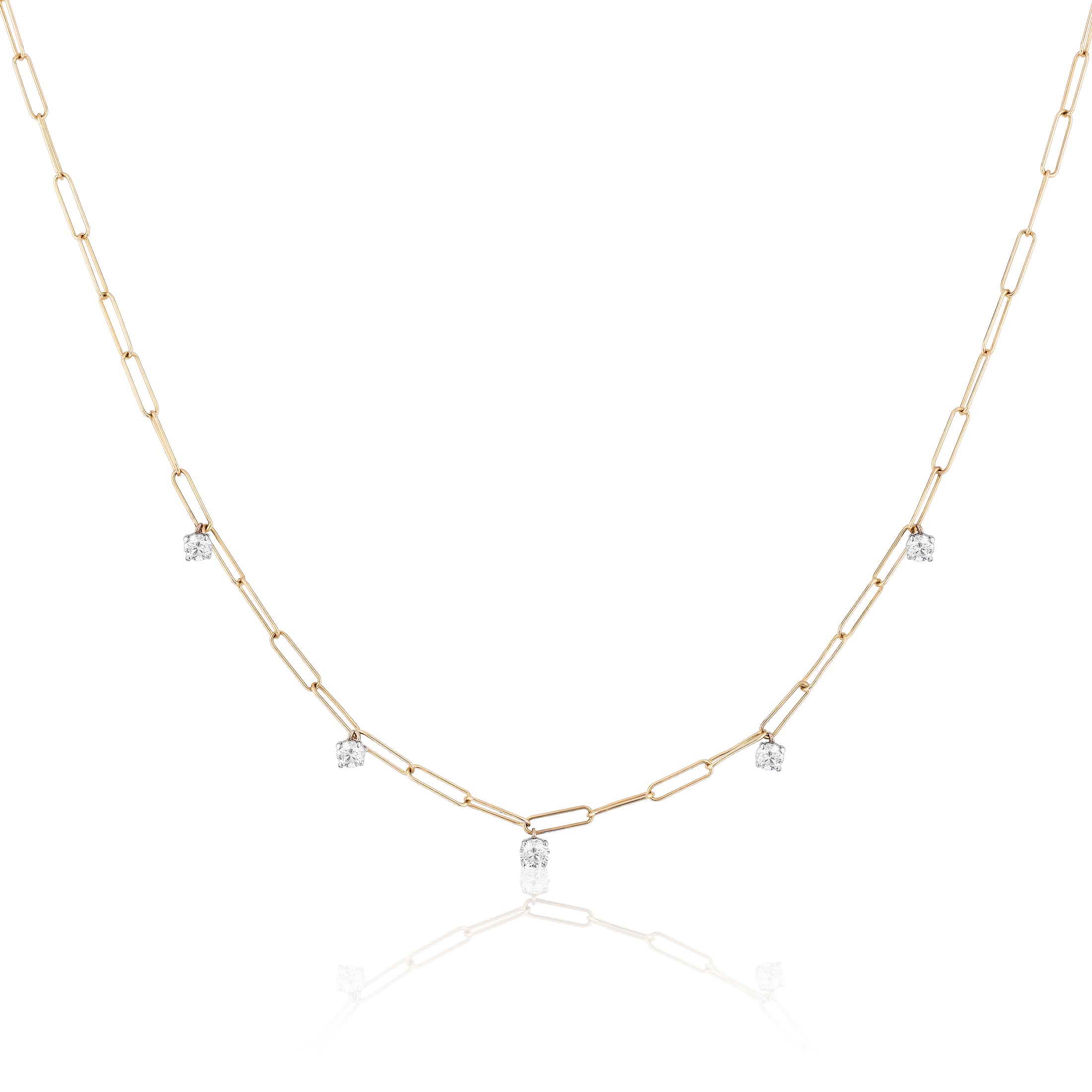 Diamond Stationed Paperclip Necklace