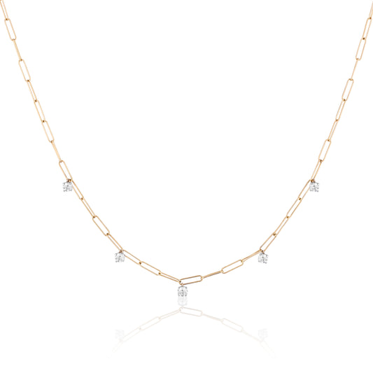 Diamond Stationed Paperclip Necklace