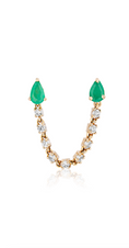 Load image into Gallery viewer, Single Emerald & Diamond Chain Earring
